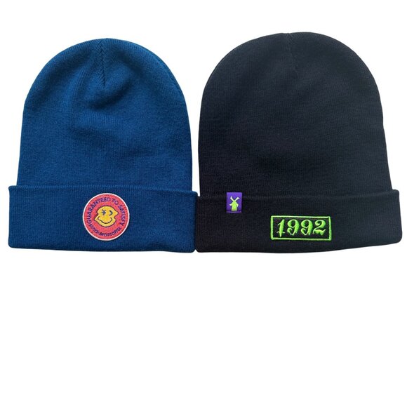 Dutch Bros Unisex Beanies Set Knit Blue & Black Acrylic OSFM (2-Pack) - Picture 1 of 3